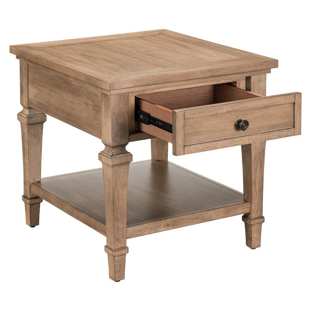 Left. Liberty Furniture Industries - Haven Hills End Table for Living Room Traditional - Camel Beige Birch Wood - Camel Beige.