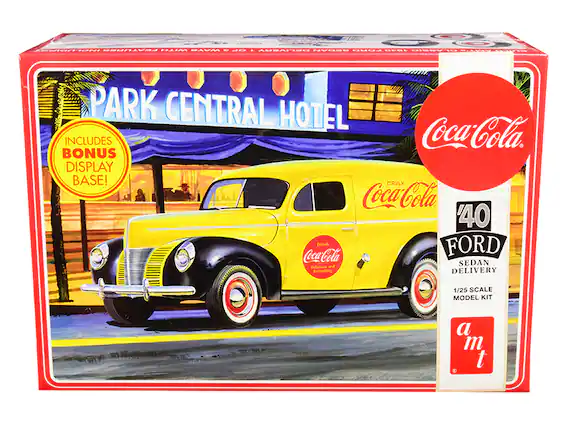 PARK CENTRAL HOTEL
INCLUDES BONUS DISPLAY BASE!
Coca-Cola
40 FORD SEDAN DELIVERY
1/25 SCALE MODEL KIT
a m t