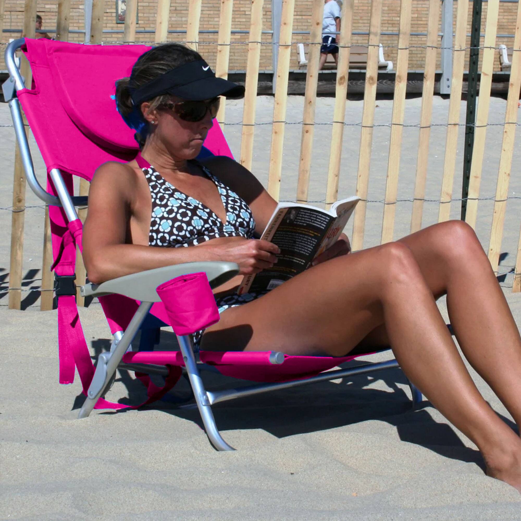 Alt View 3. Ostrich - Ostrich On-Your-Back Outdoor Reclining Beach Lounge Pool Camping Chair, Pink - Pink.