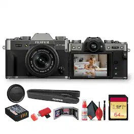 Fujifilm - X-T30 III Mirrorless Camera with 13-33mm f/3.5-6.3 Lens (Charcoal Silver) Bundle With 64GB Memory Card