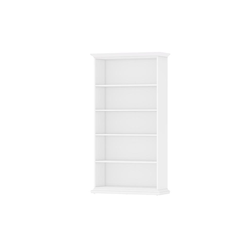 Angle. Tvilum - Tall Wide 5 Shelf Bookcase - White.