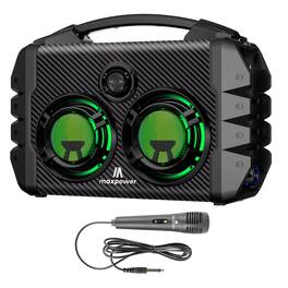 Max Power - Party Box Portable Bluetooth Karaoke Speaker with LED Lights, Green
