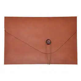 Unique Bargains - Leather Folder, 14x10" Leather Document Holder PU Pouch Bag Portfolio Organizer Waterproof for Office Men - Brown