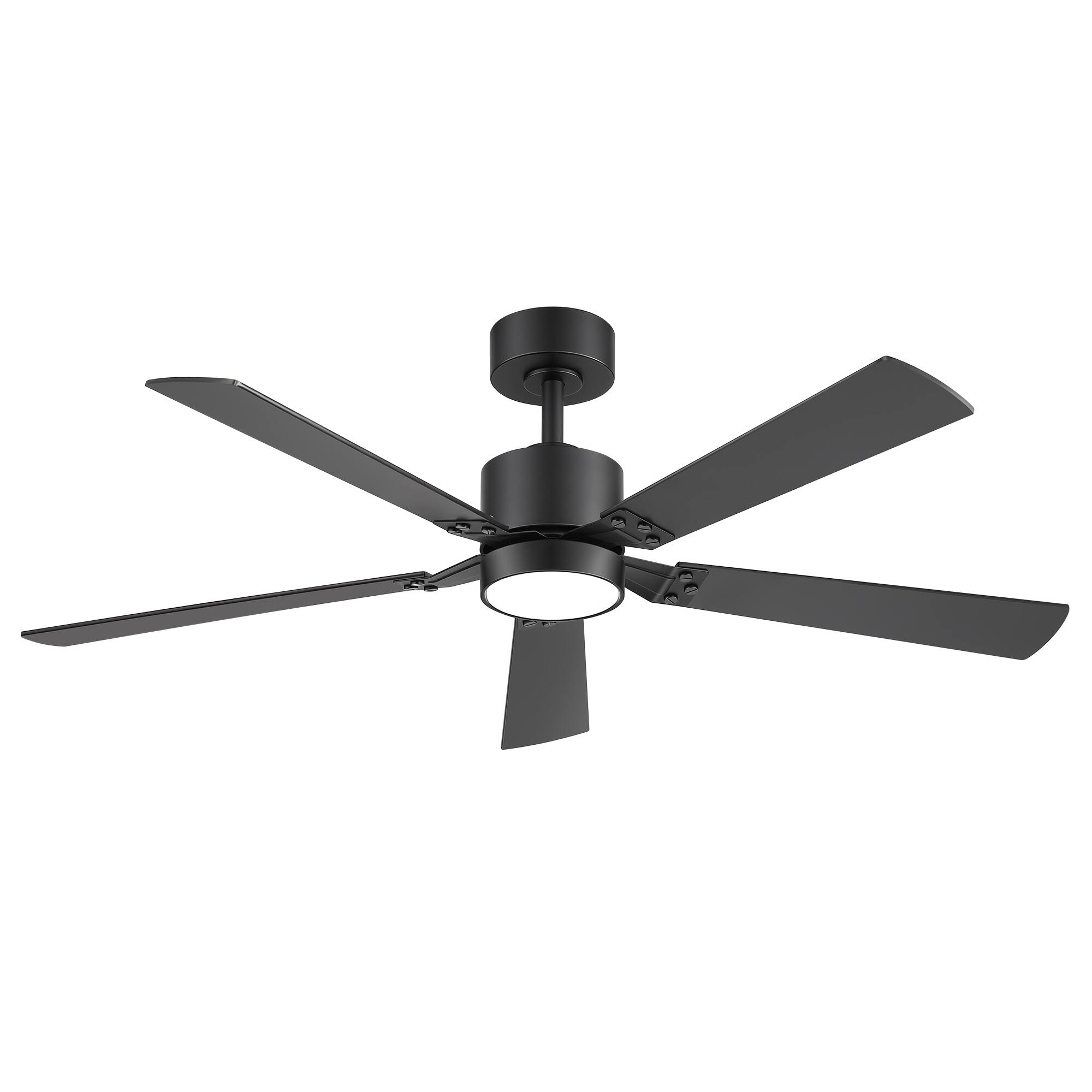 Alt View 8. Breezary - 52-Inch Ceiling Fan with Acrylic Light Shade, RGB LED Light, 6-Speed Remote Control, Timer, Downrod Mount - Black and Walnut.
