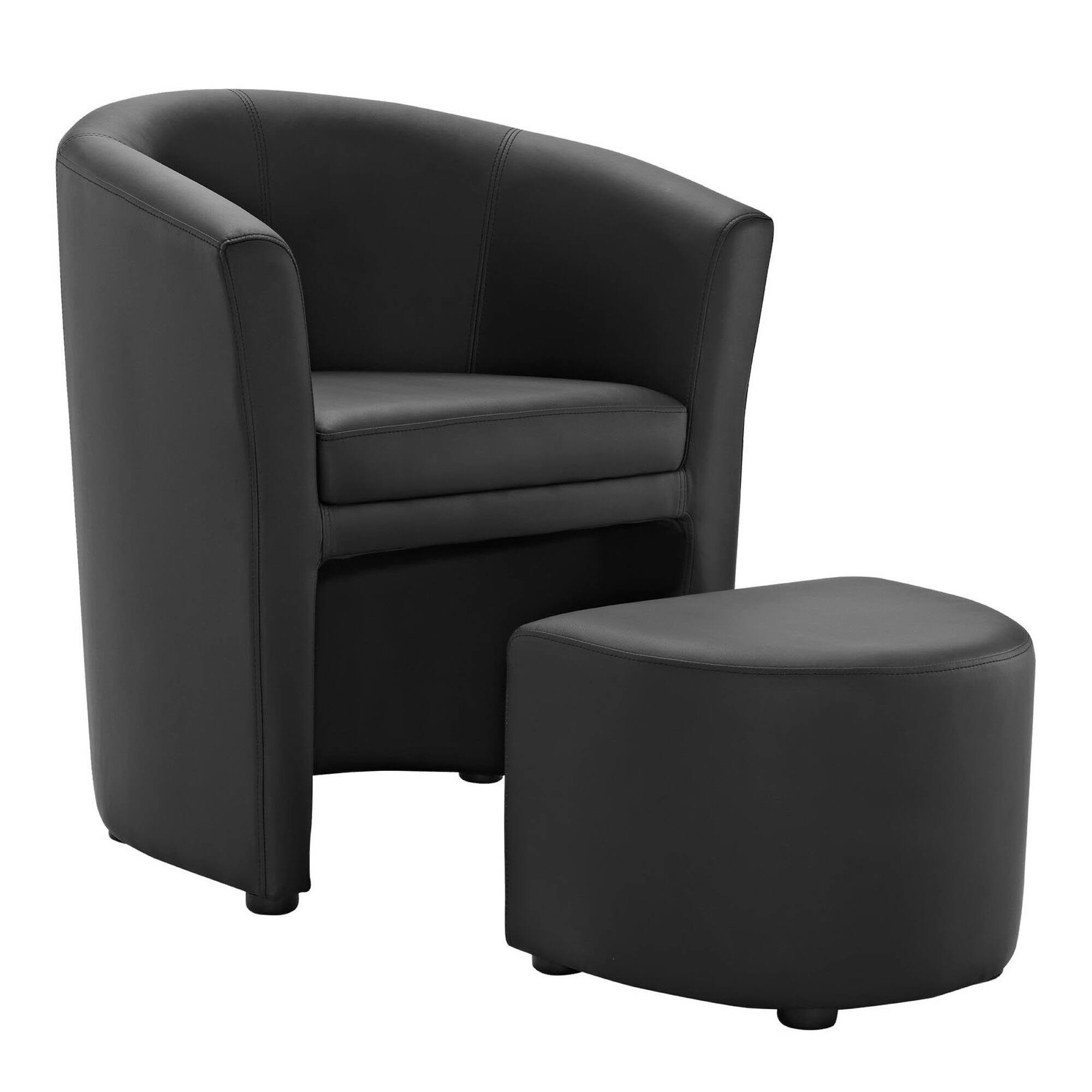 Angle. Modway - Divulge Armchair and Ottoman by Modway - Black.