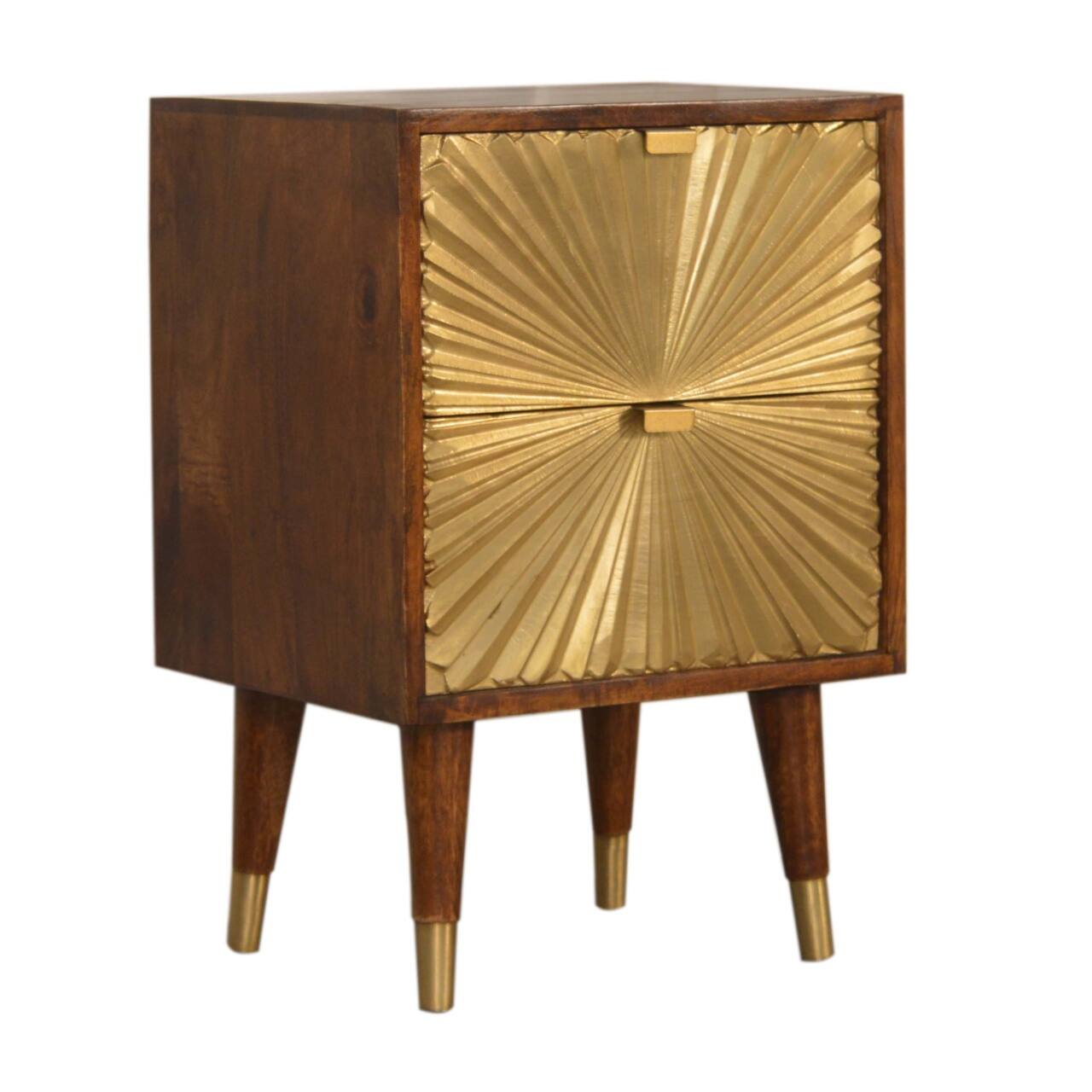 Angle. Artisan Furniture - Artisan Furniture Solid Wood Manila Gold Nightstand - Brown.