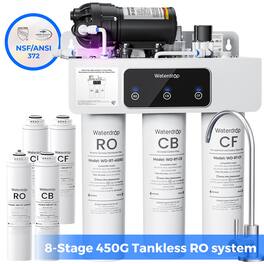 Waterdrop - WD-T3-C Reverse Osmosis Water Filter with Four Extra Filter Sets, NSF/ANSI 372 Certified, 8-Stage - White