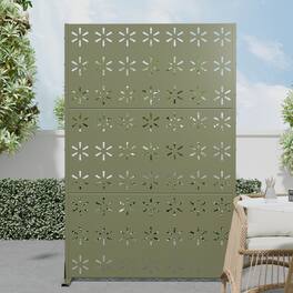 PexFix - 72 in. x 47 in. Snow Pattern Metal Outdoor Privacy Screen & Panels, Freestanding Garden Divider Fence - Olive Gray