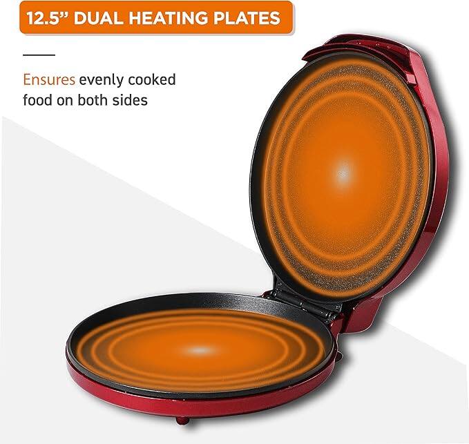 12.5" DUAL HEATING PLATES  
Ensures evenly cooked food on both sides