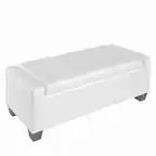 Front. Homcom - 50.5" Faux Leather Rectangular Tufted Storage Ottoman for Living Room, Entryway - White.