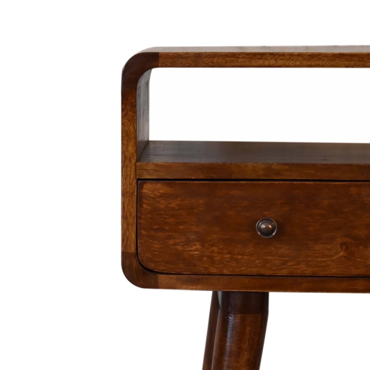 Alt View 1. Artisan Furniture - Artisan Furniture Solid Wood Mini Chestnut Console Table, 2 Drawers, 1 Open Slot, Brown - Brown.
