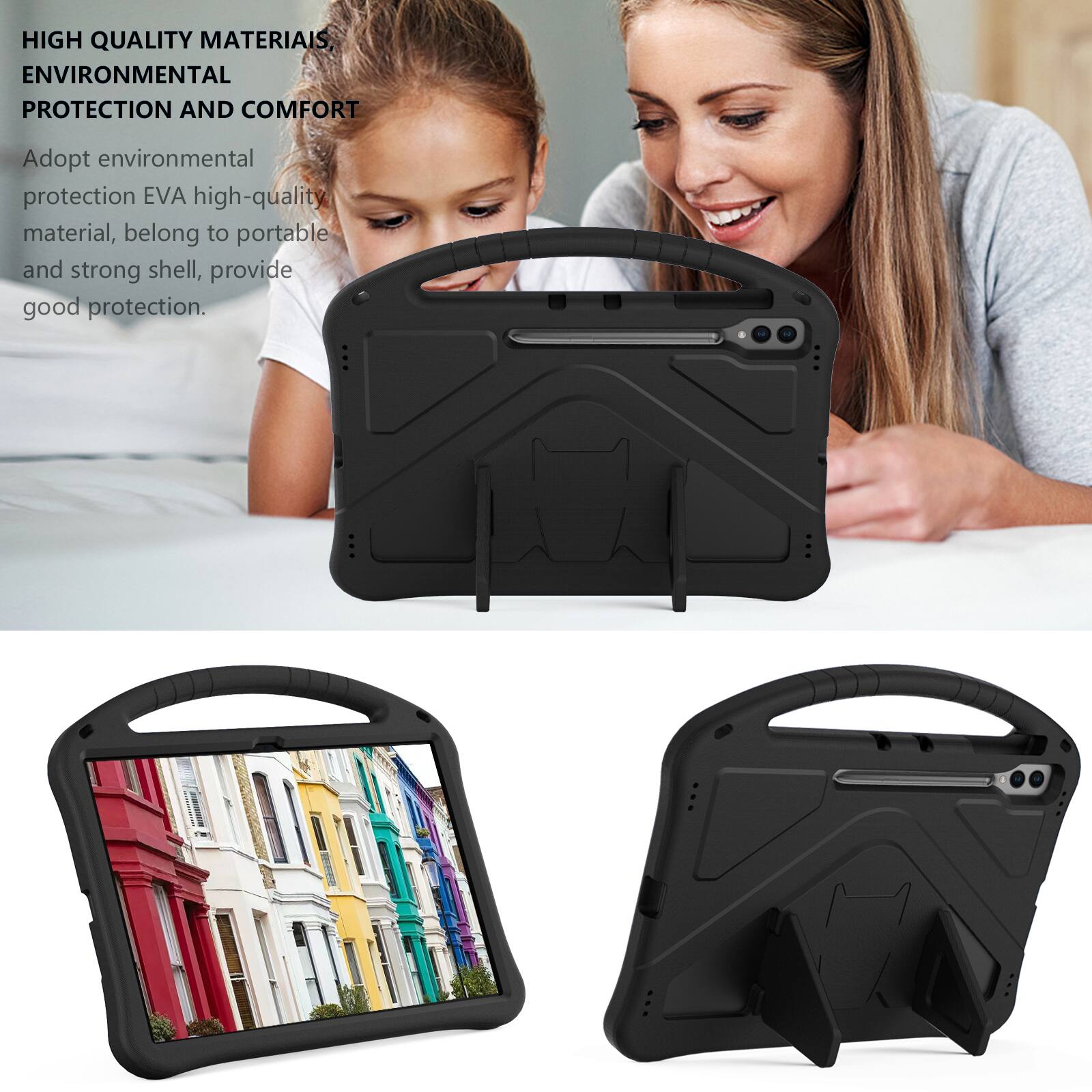 HIGH QUALITY MATERIALS, ENVIRONMENTAL PROTECTION AND COMFORT

Adopt environmental protection EVA high-quality material, belong to portable and strong shell, provide good protection.