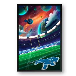 Sporticulture - Detroit Lions Galaxy Print Framed Art - Blue