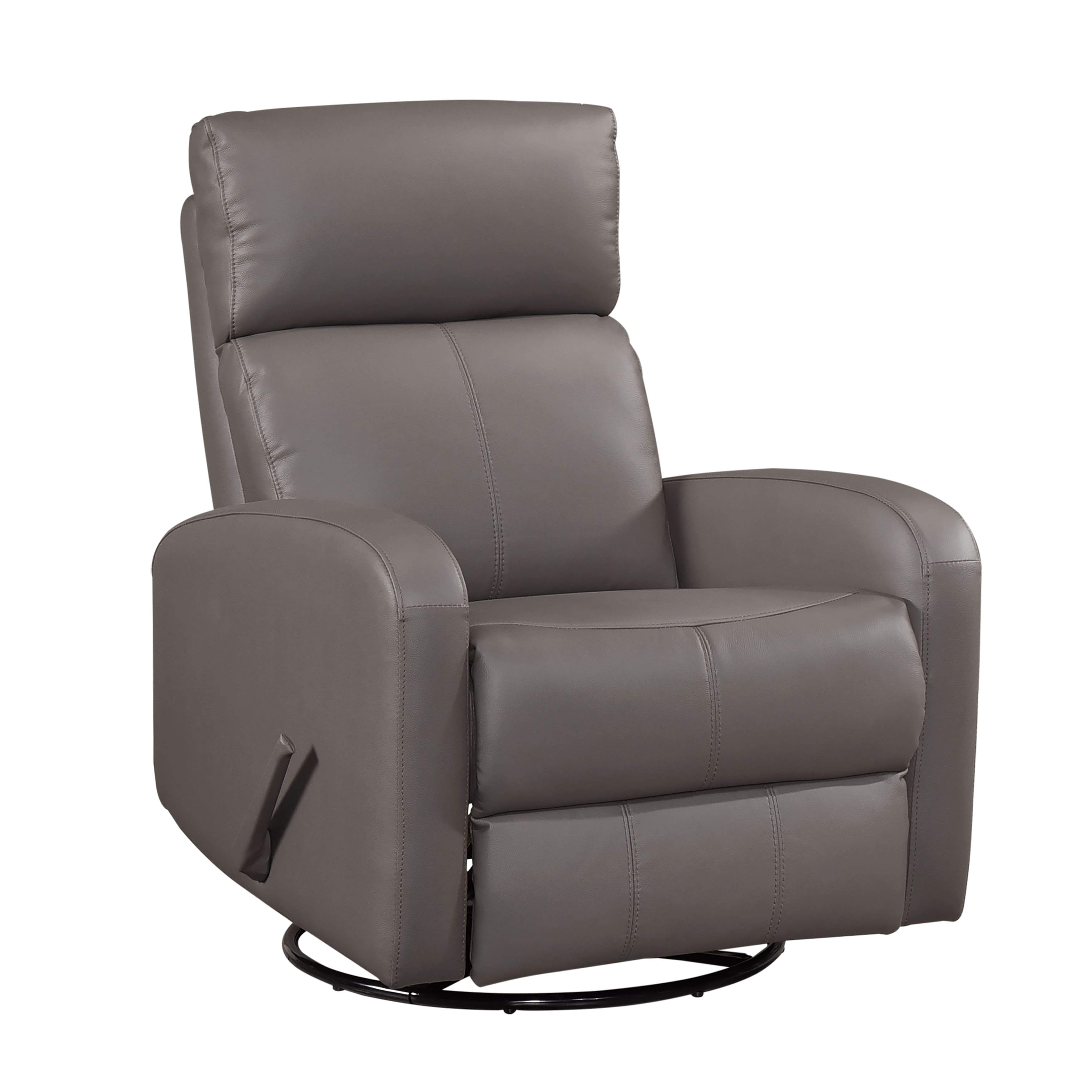 TinyHomie - 1pc Glider Recliner Chair with Swivel Motion Leather Upholstery Luxury Comfort Solid Wood Living Room Furniture - Mocha