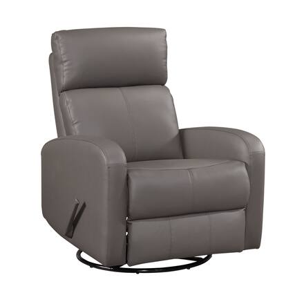 Front. TinyHomie - 1pc Glider Recliner Chair with Swivel Motion Mocha Leather Upholstery Luxury Comfort Solid Wood Living Room Furniture - Mocha.