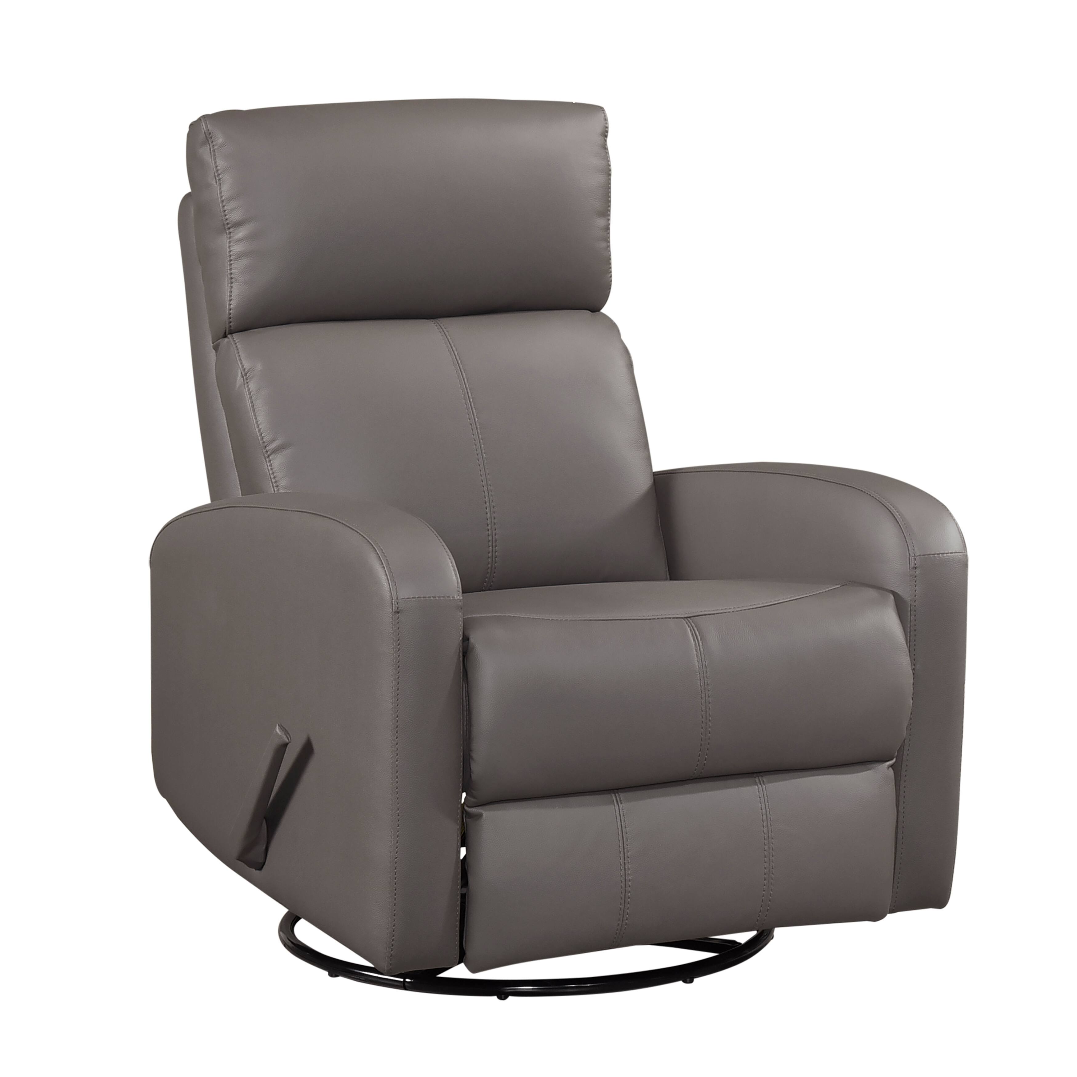 Front. TinyHomie - 1pc Glider Recliner Chair with Swivel Motion Mocha Leather Upholstery Luxury Comfort Solid Wood Living Room Furniture - Mocha.