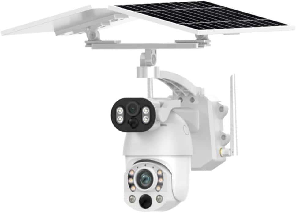 Cluzine - 10MP UHD Solar WiFi 6W Dual Lens Panoramic Camera, Dual PIR Motion Detection, Two-Way Voice, Color Night Vision