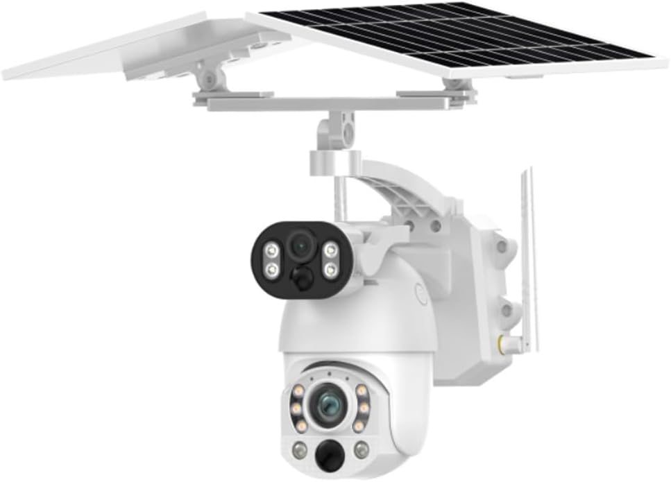 Cluzine - 10MP UHD Solar WiFi 6W Dual Lens Panoramic Camera, Dual PIR Motion Detection, Two-Way Voice, Color Night Vision