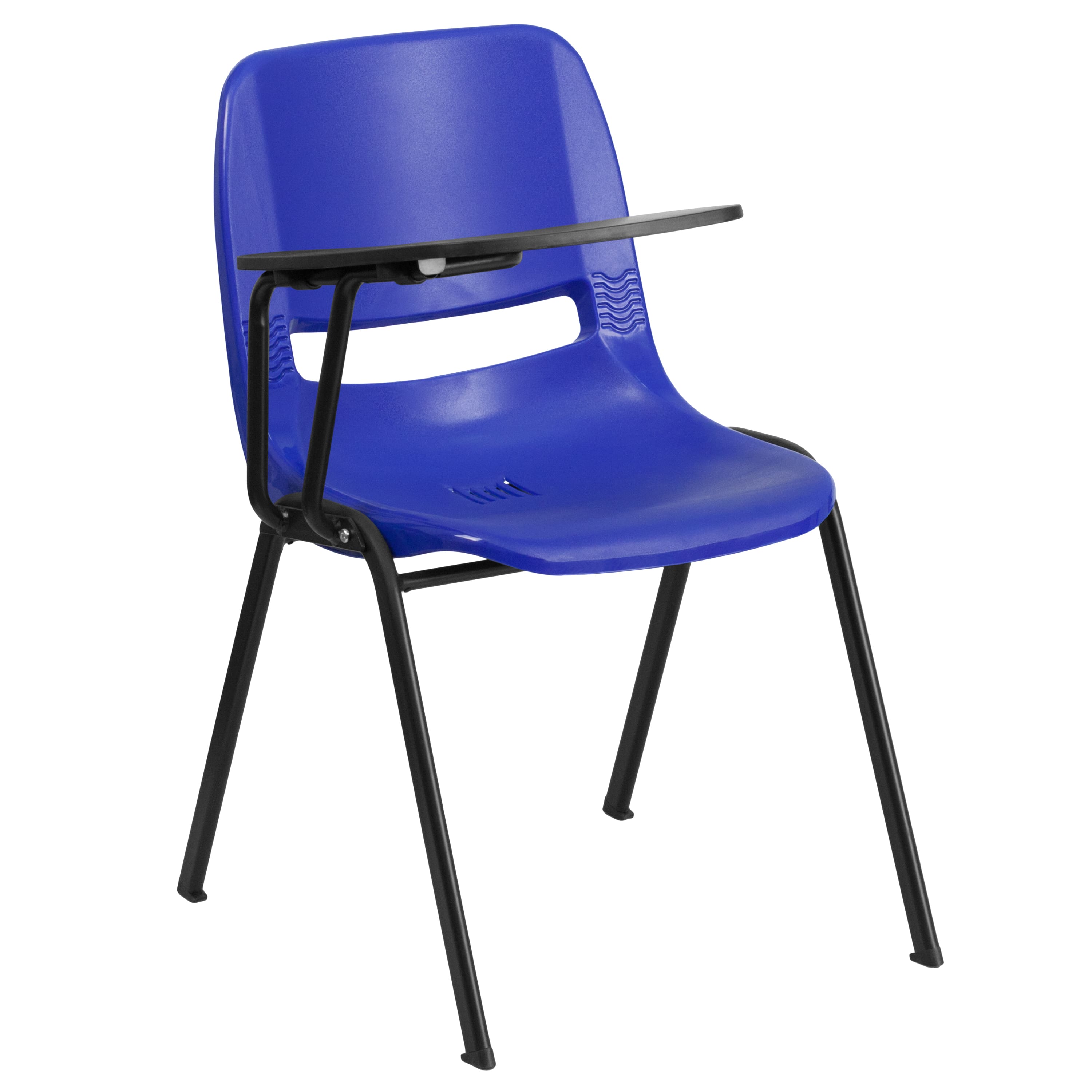 Emma + Oliver - Ergonomic Shell Chair with Right Handed Flip-Up Tablet - Tablet Arm Desk - Blue