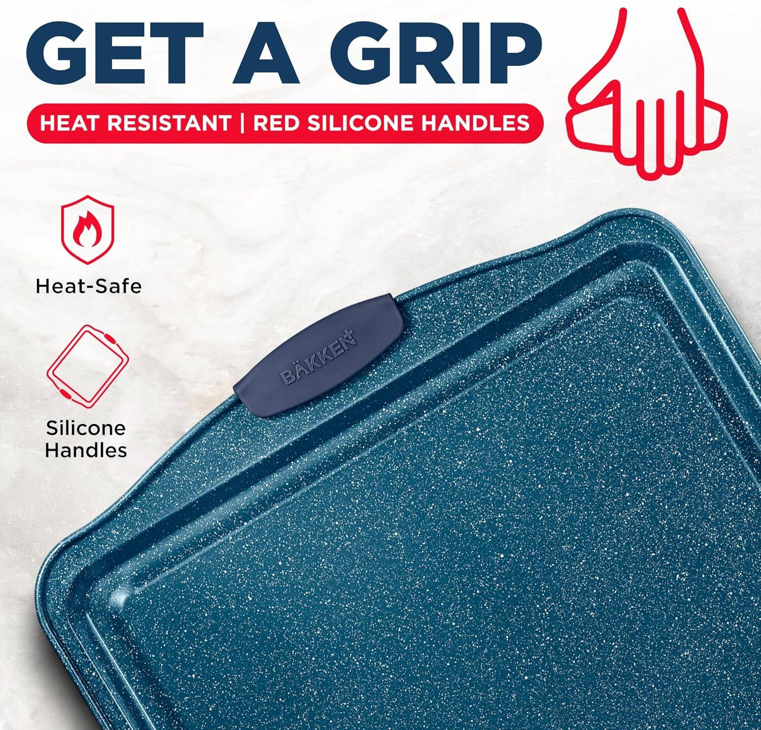 GET A GRIP, HEAT RESISTANT | RED SILICONE HANDLES, Heat-Safe, Silicone Handles, BKKEN