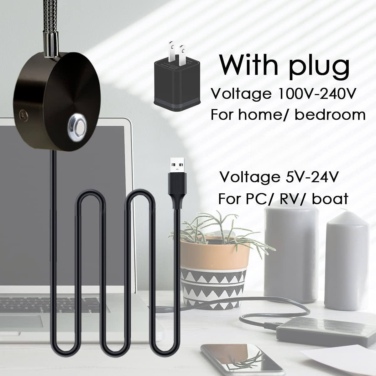 With plug  
Voltage 100V-240V  
For home/ bedroom  

Voltage 5V-24V  
For PC/ RV/ boat