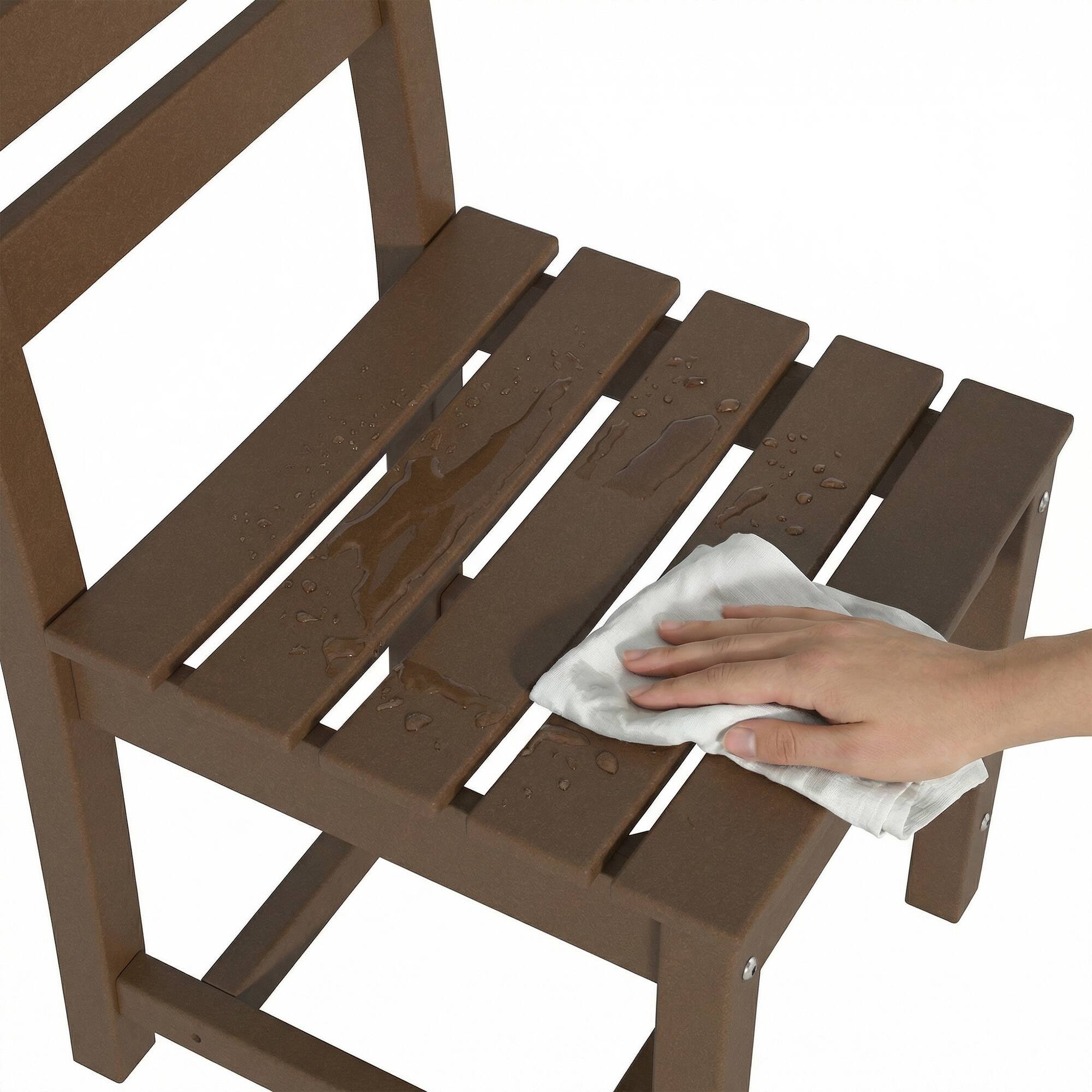 Alt View 9. Famapy - Pairs of HDPE Outdoor Armless Dining Chair - 4 Colors Weatherproof Patio Chair for Garden, Poolside 330LBS Capacity - Dark Brown.