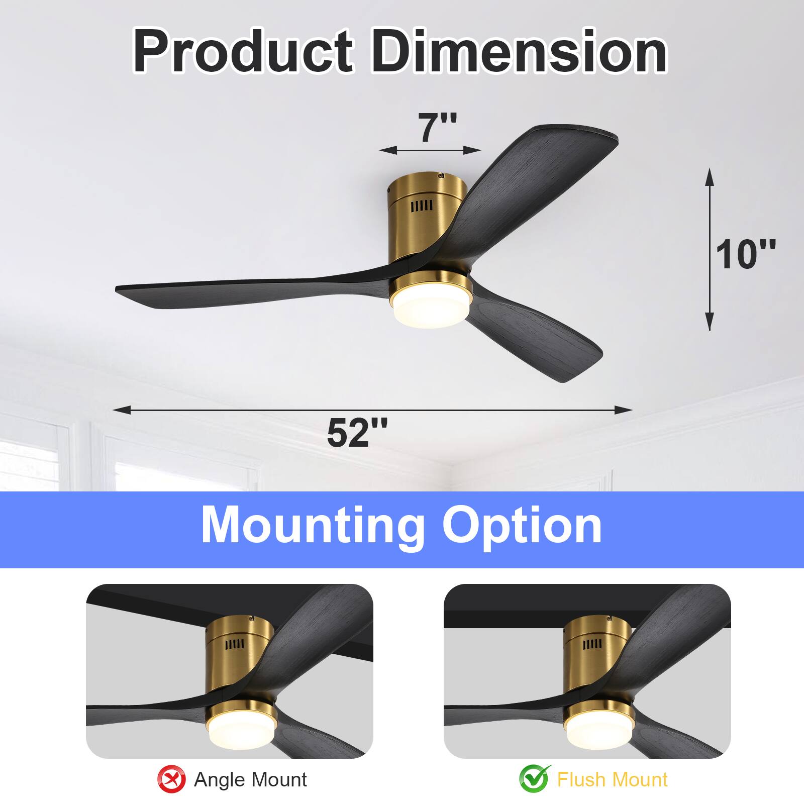 Product Dimension  
7" x 10" x 52"  

Mounting Option  
Angle Mount  
Flush Mount