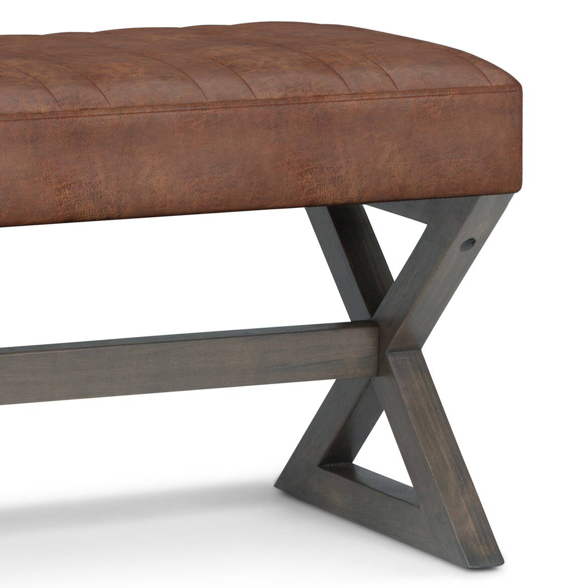 Alt View 13. Simpli Home - Salinger Large Ottoman Bench - Distressed Saddle Brown.