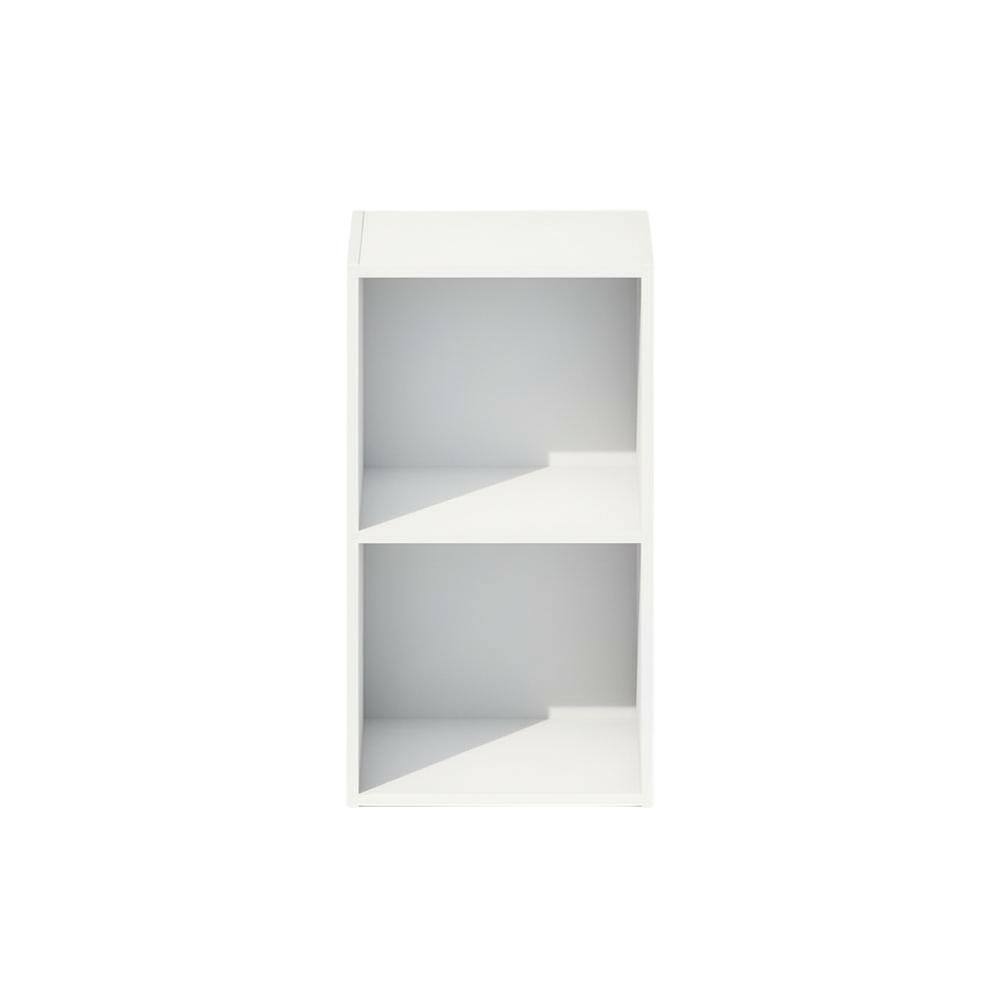 Angle. FurniFact - Wooden 2-Tier Open Shelf Closet Organizer for Multi-Purpose Storage - White.