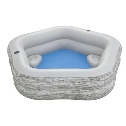 Front. H2OGO! - H20GO! TruPrint Stone Inflatable Kiddie Swimming Pool, 7' x 6'9" x 21", Gray - Gray.