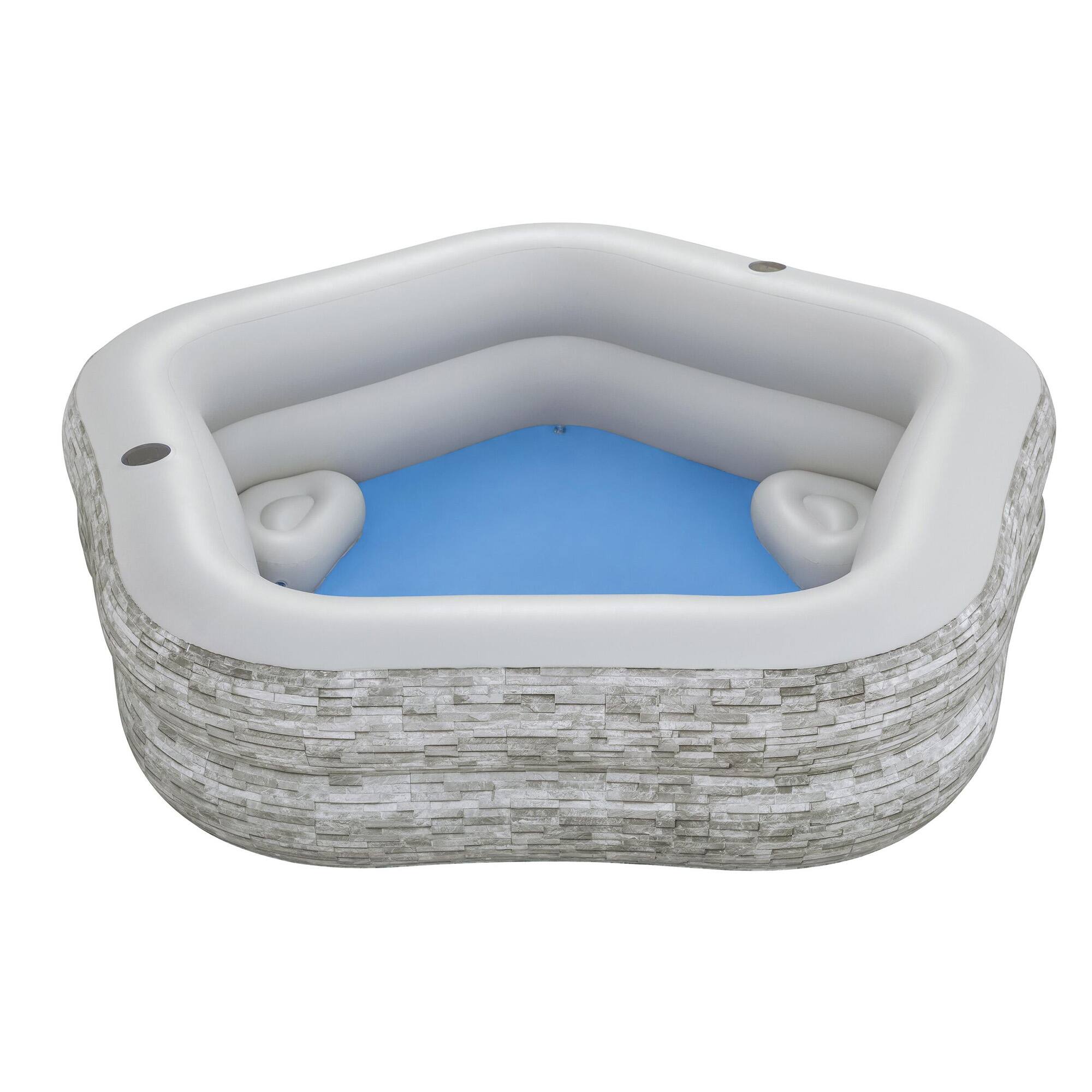 Front. H2OGO! - H20GO! TruPrint Stone Inflatable Kiddie Swimming Pool, 7' x 6'9" x 21", Gray - Gray.
