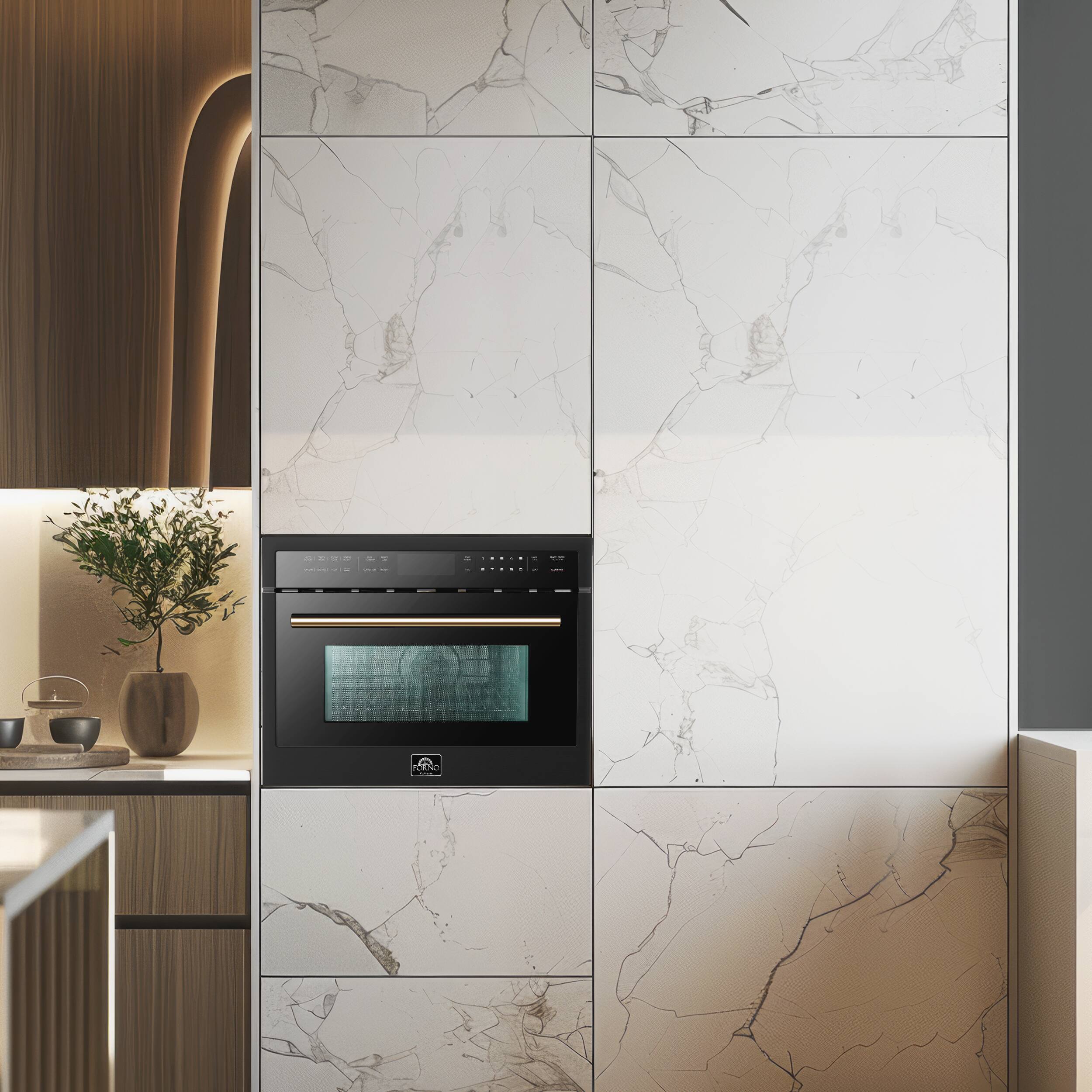 Alt View 5. Forno Appliances - Oliena Espresso 1.6 cu. ft. Built-In Microwave and Convection Oven Combo with Sensor Cooking - Black.