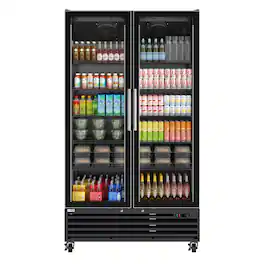 Koolmore - 47 in. Two-Door Commercial Display Merchandiser Refrigerator in Sleek Black, 35 cu. ft. ETL Listed (KM-MDR-2GD-35CNL-BK) - Matte Black