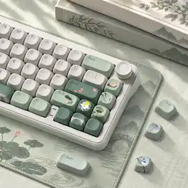Womier - MOA Profile PBT Keycaps,133Keys Cute Style Keycap Set,Dye-Sublimation Rainbow Theme for Most 60% 65% 75% 80% 100% - Green