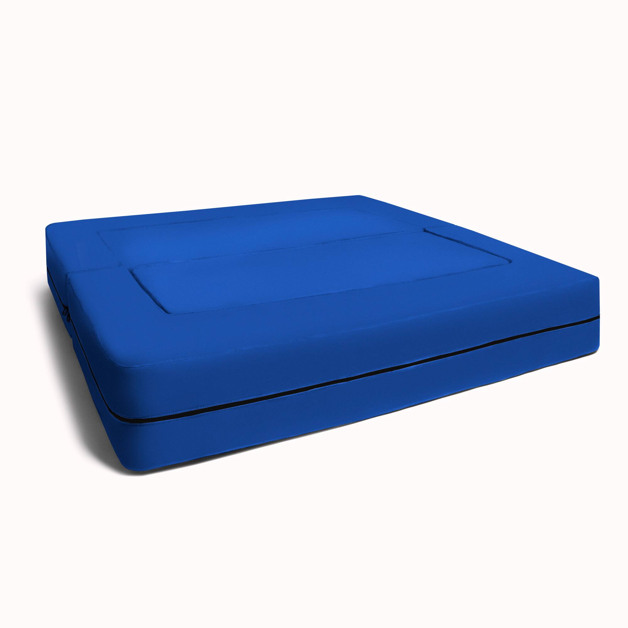 Angle. Jaxx - Jaxx Zipline Kids Sofa & Large Ottoman, 3 in 1 Fold Out Sofa, Big Kids Edition, Blueberry - Blueberry.