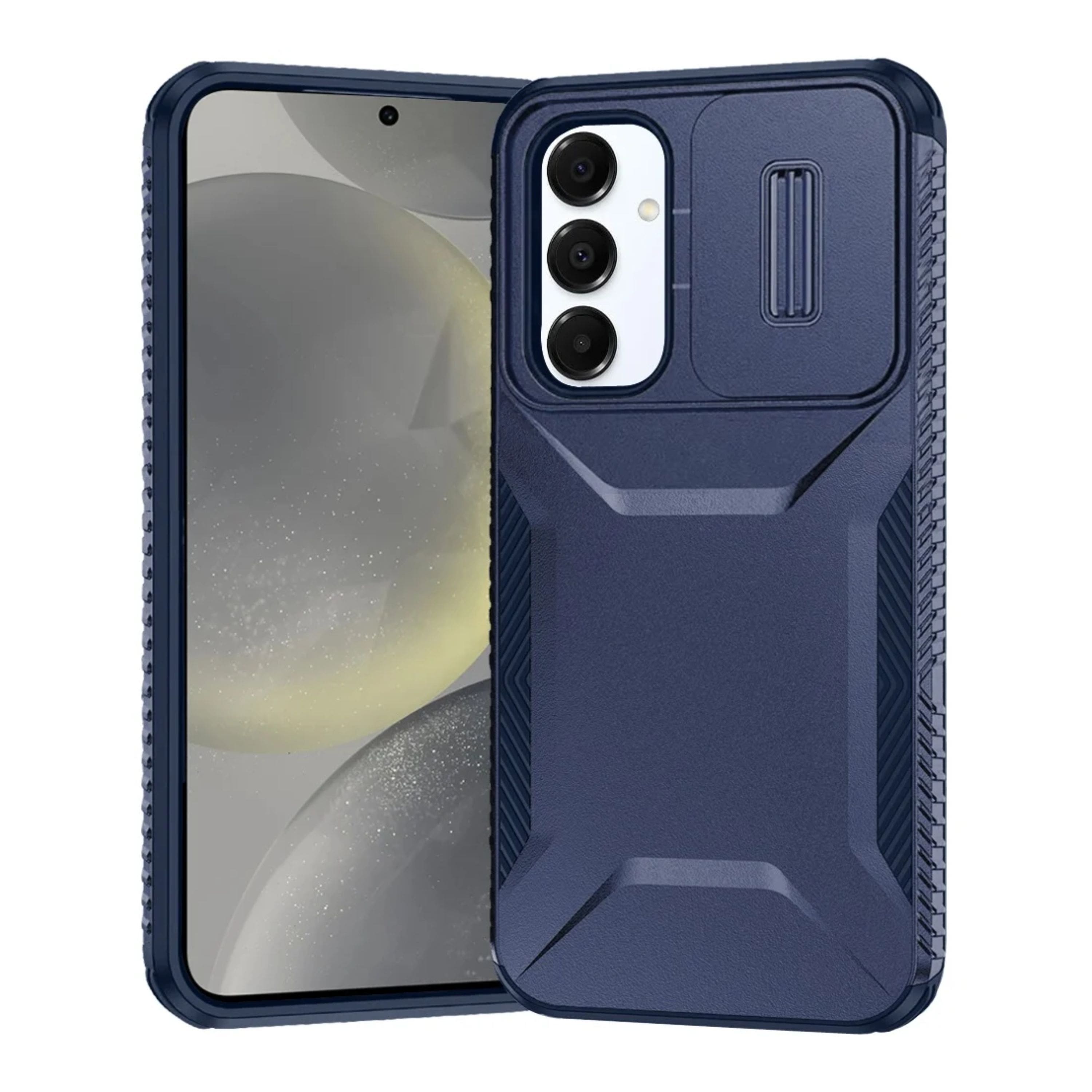 Kitcheniva - Rugged Side Grip Sliding Rear Lens Phone Case With Tempered Glass For Samsung S25/S24 - Dark Blue price history on PriceWatchPro