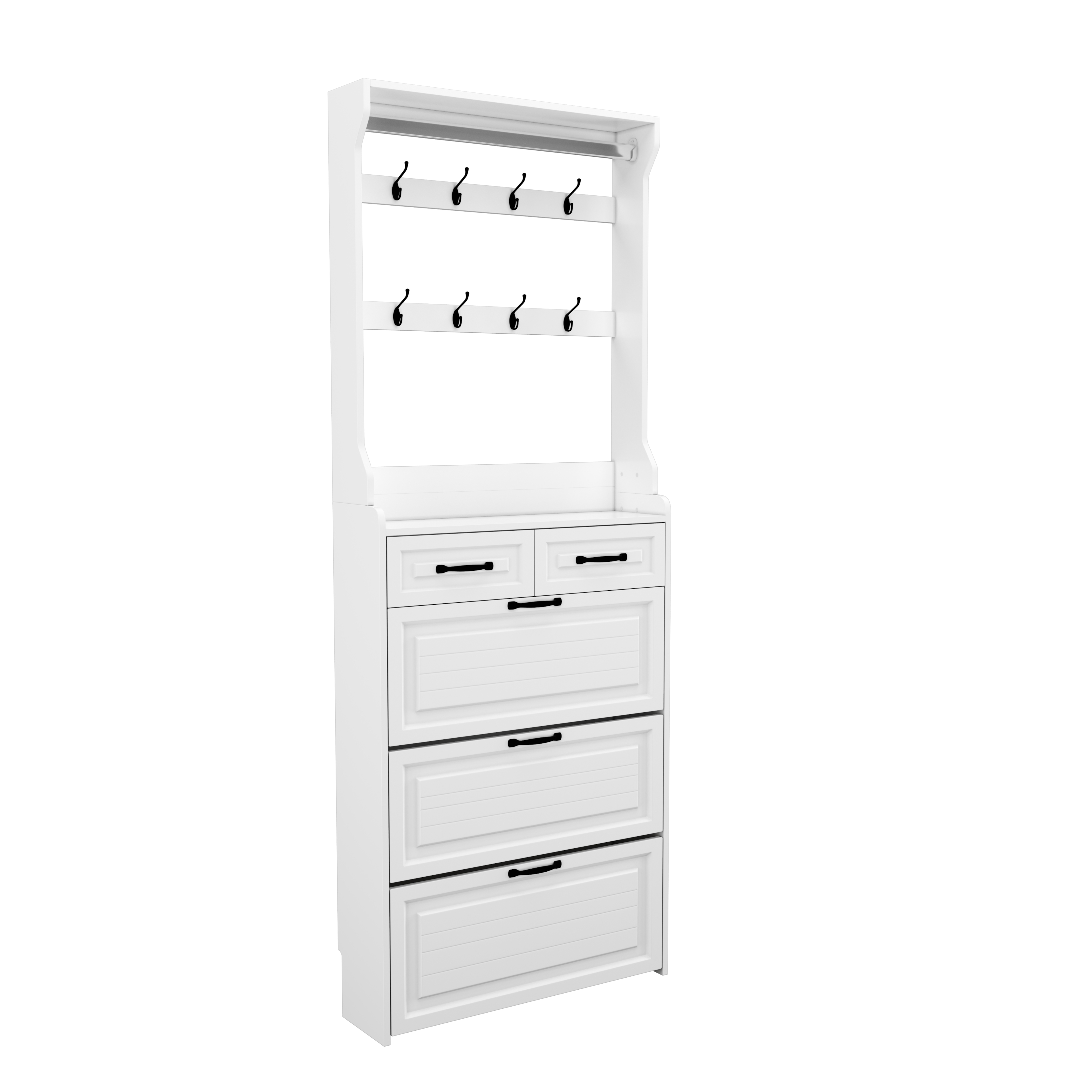 Spaco - Shoe Cabinet with 3 Doors 2 Drawers with Hanger,Large Space for Storage - White