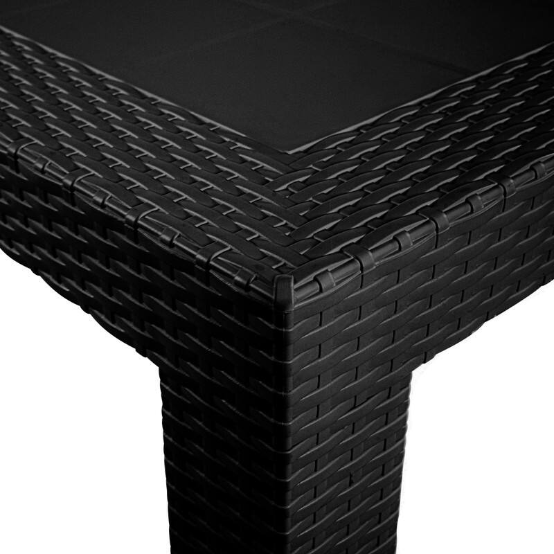 Alt View 1. LeisureMod - Mace Weave Design 31Inch Outdoor Dining Table, Weather-Resistant Patio Accent Table, Modern Backyard Furniture - Black.
