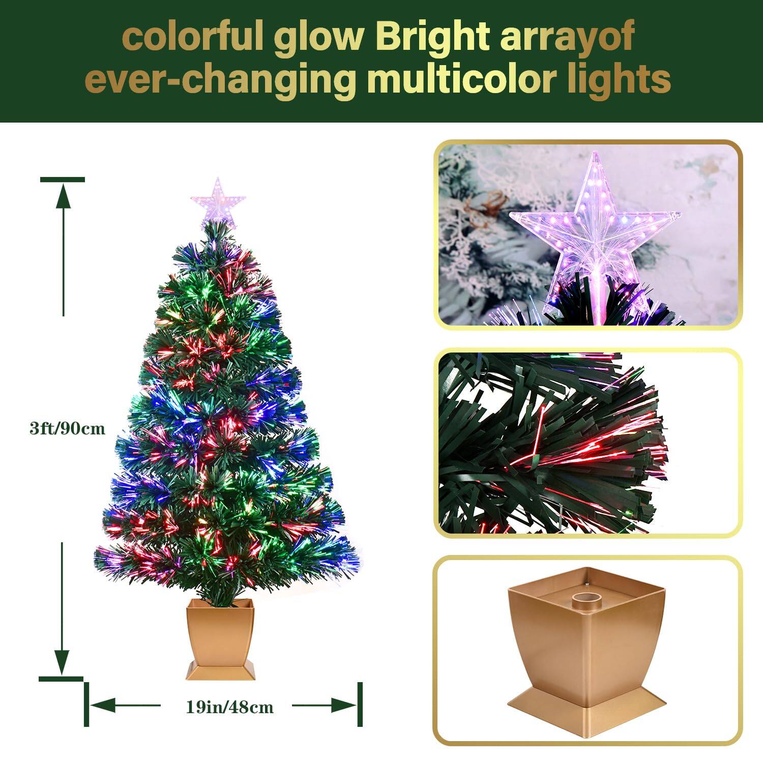 colorful glow  
Bright array of ever-changing multicolor lights  
3ft/90cm  
19in/48cm