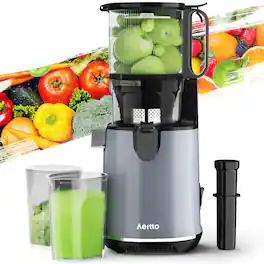 Aeitto - Max5 Masticating Juicer, Cold Press Juicer Machines with 5.3" Large Feed Chute, 1.7L Large Capacity,Grey - Gray
