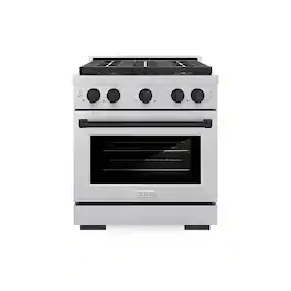 ZLINE - Autograph 30 in. 4.2 cu. ft. Freestanding Paramount Gas DuoPro Range in Satin Steel and Matte Black Accents - Stainless Steel