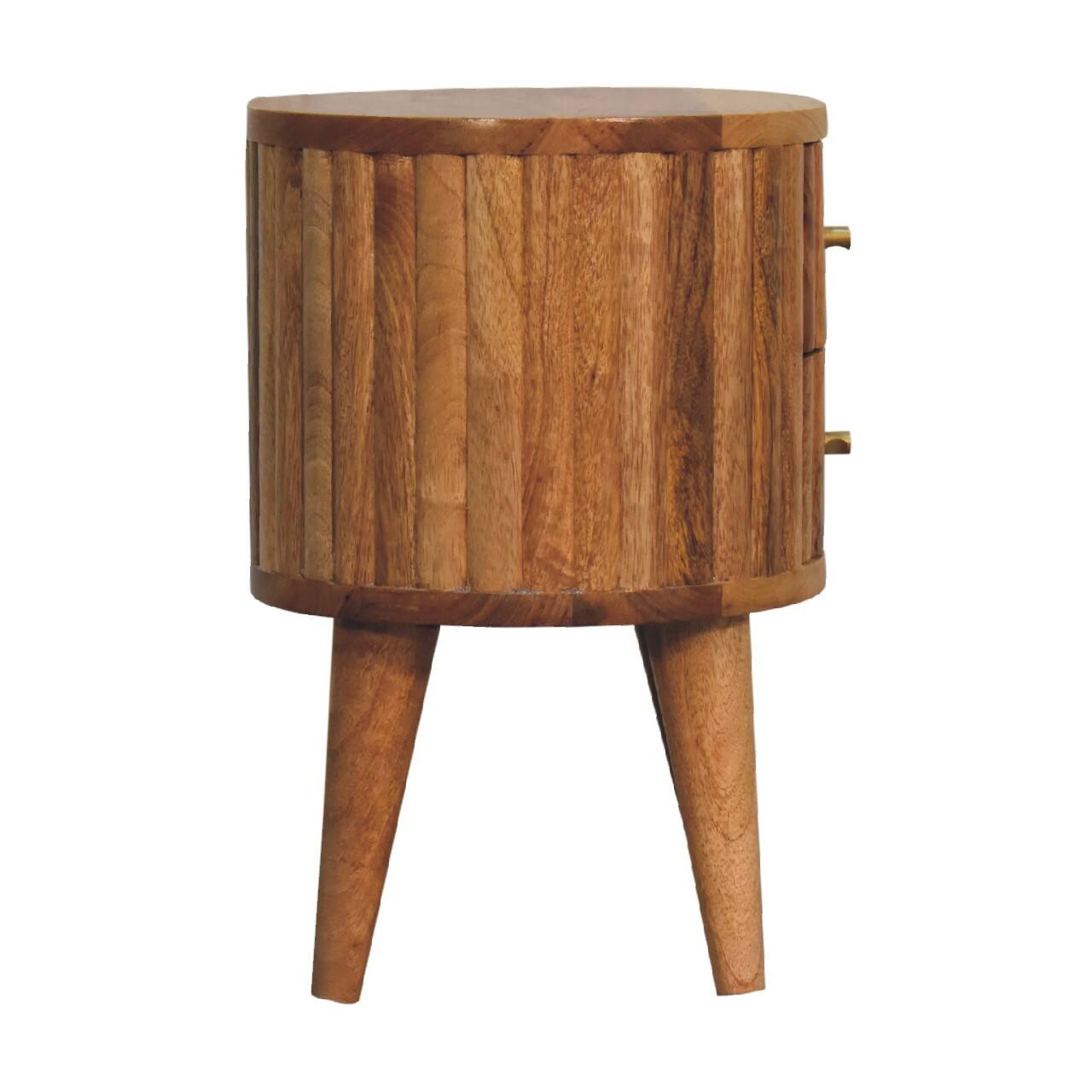 Alt View 4. Artisan Furniture - Artisan Furniture Solid Wood Stripe Nightstand, 2 Drawers, Nordic Legs, Oak - Oak.
