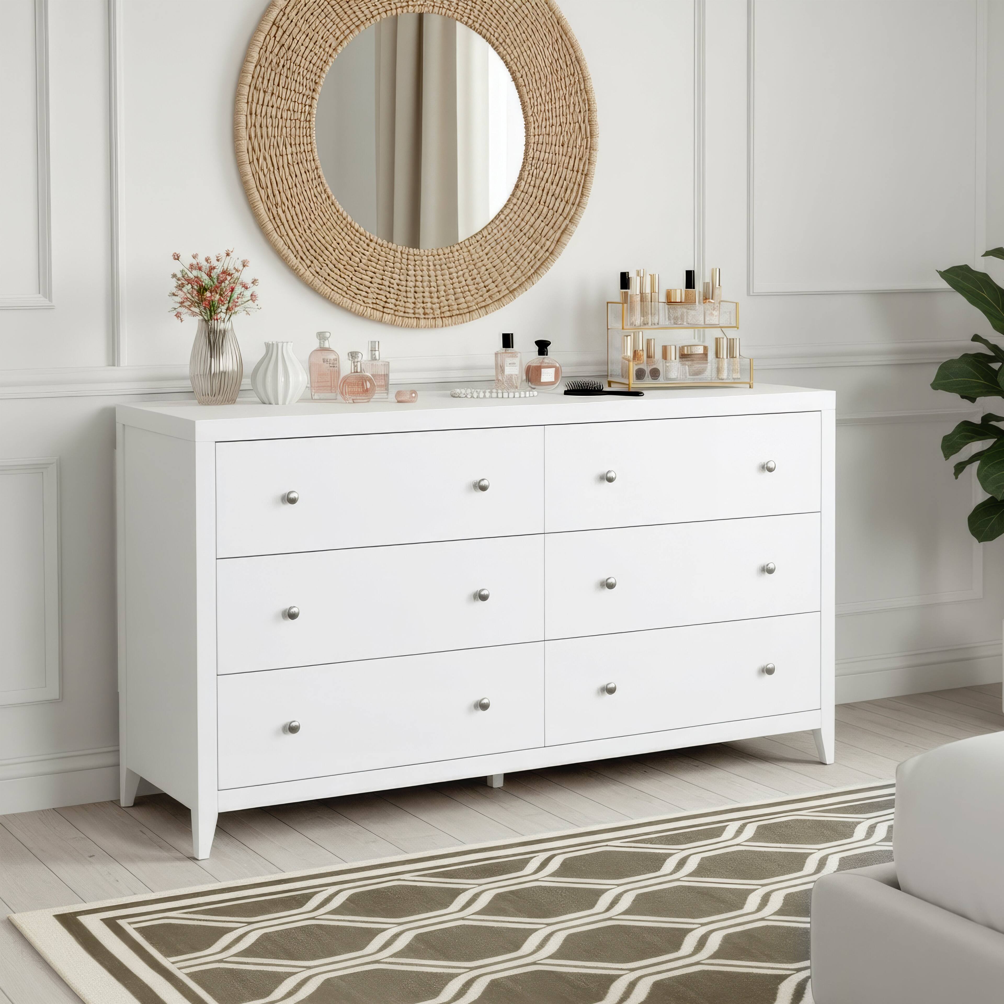 Alt View 1. Butler Specialty - Dana 60 in. W Rectangular Wood 6 Drawer Dresser - White.