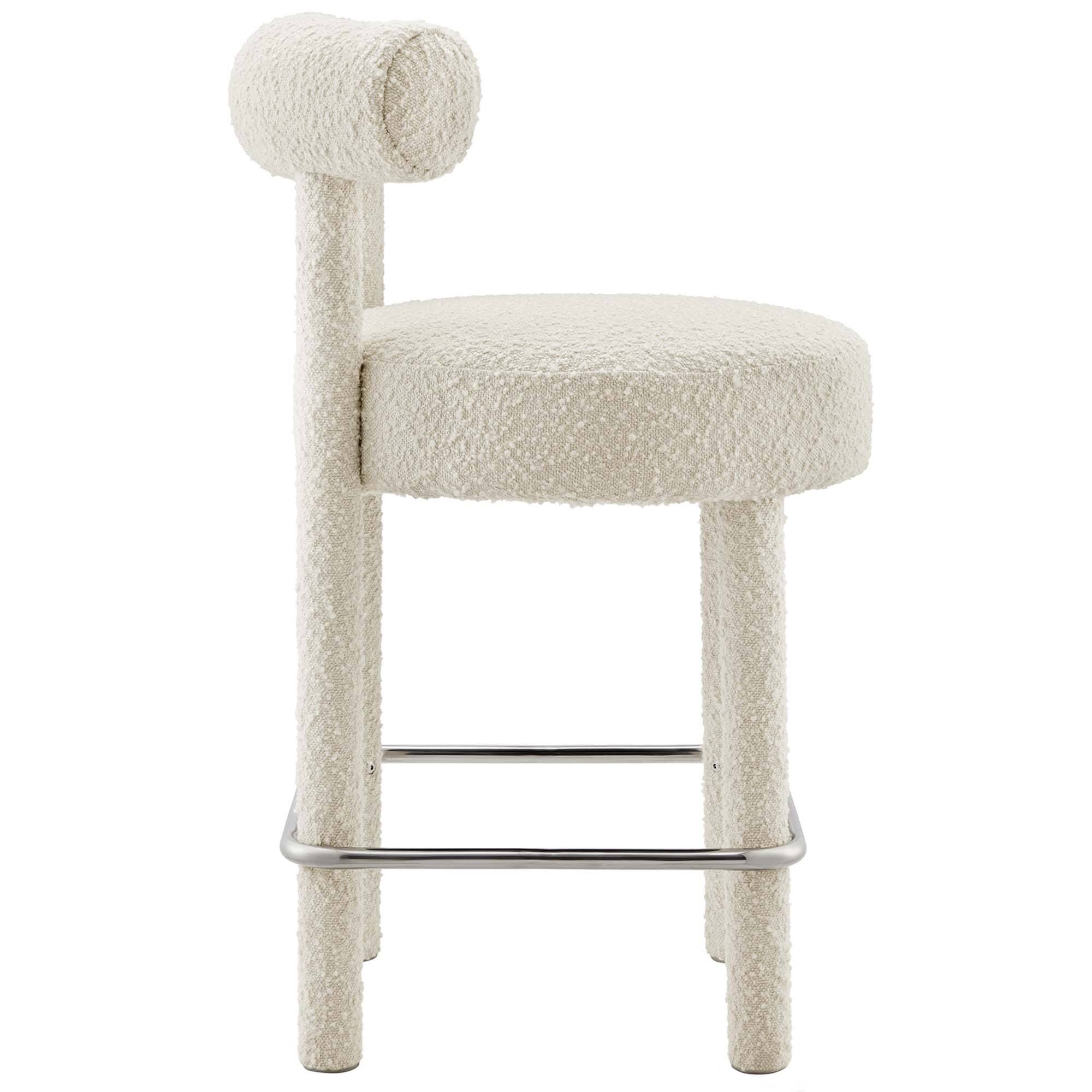 Back. Modway - Toulouse Boucle Fabric Counter Stool by Modway - Silver.