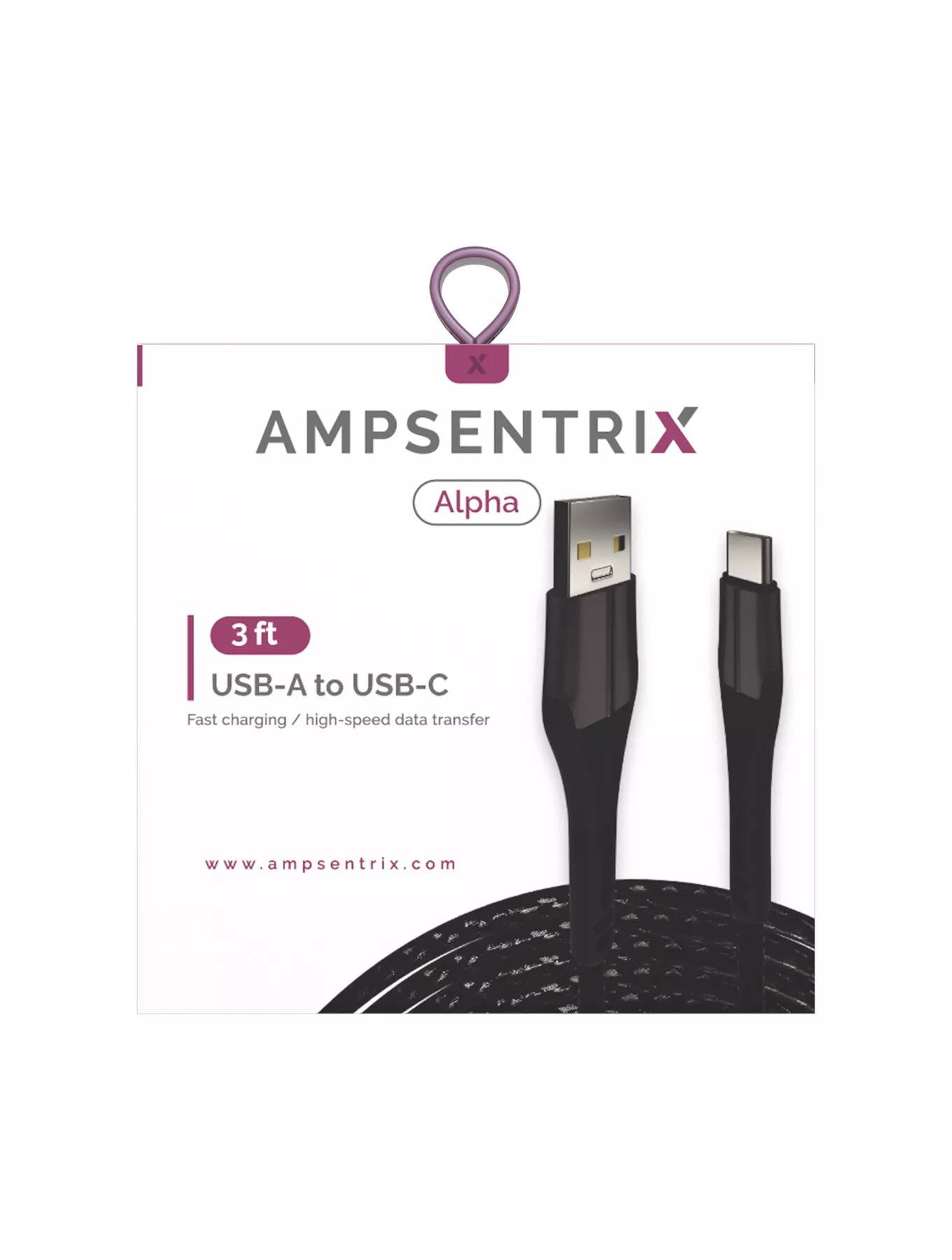 AMPSENTRIX Alpha  
3 ft USB-A to USB-C  
Fast charging / high-speed data transfer  
www.ampsentrix.com