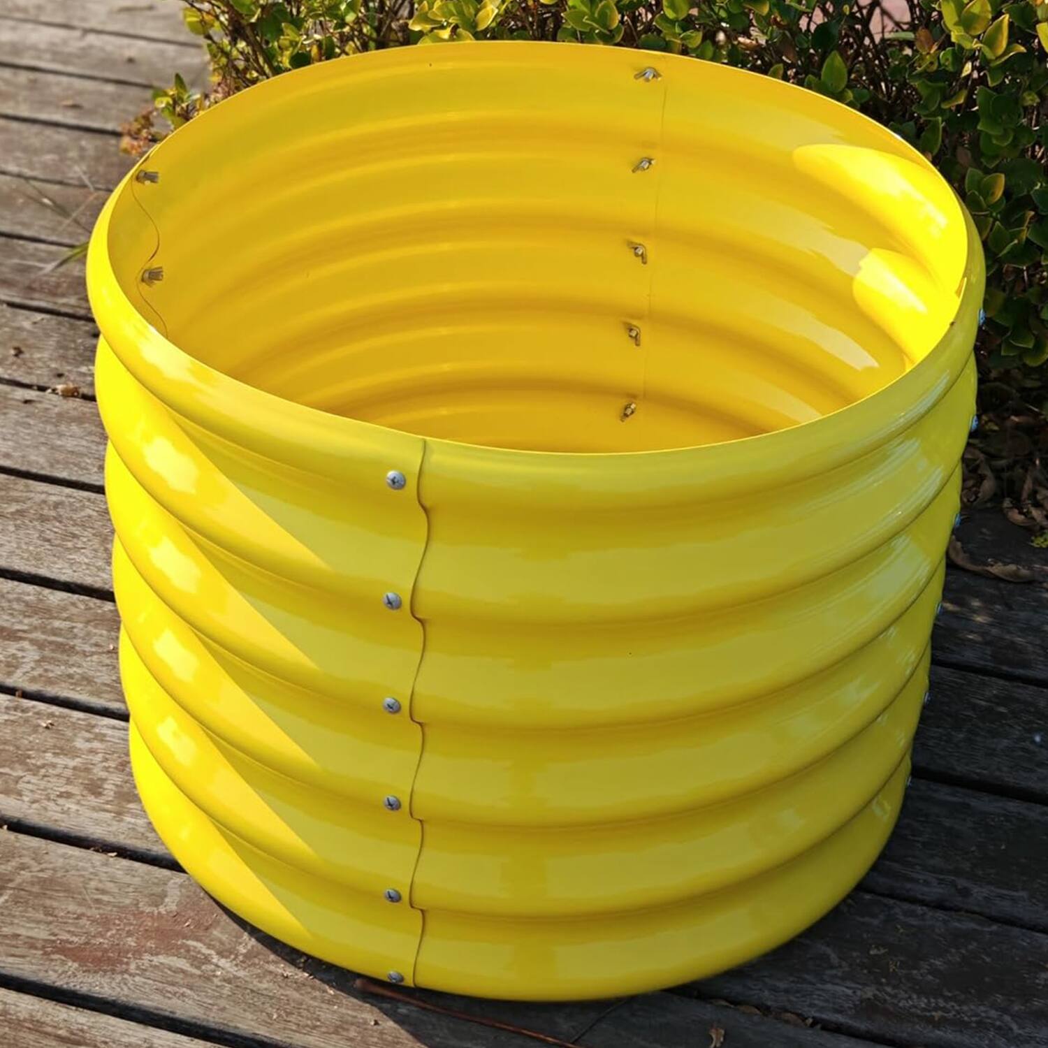 Alt View 1. A Anleolife - 4-Pack Kids Mini Yellow Metal Circle Raised Garden Bed Planter Box for Vegetables (24 in. L x 24 in. W x 18 in. H) - Yellow.