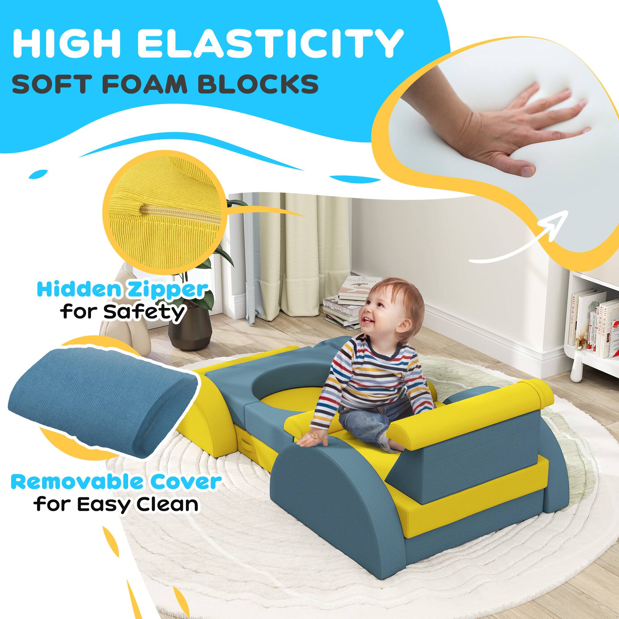 HIGH ELASTICITY  
SOFT FOAM BLOCKS

Hidden Zipper for Safety

Removable Cover for Easy Clean