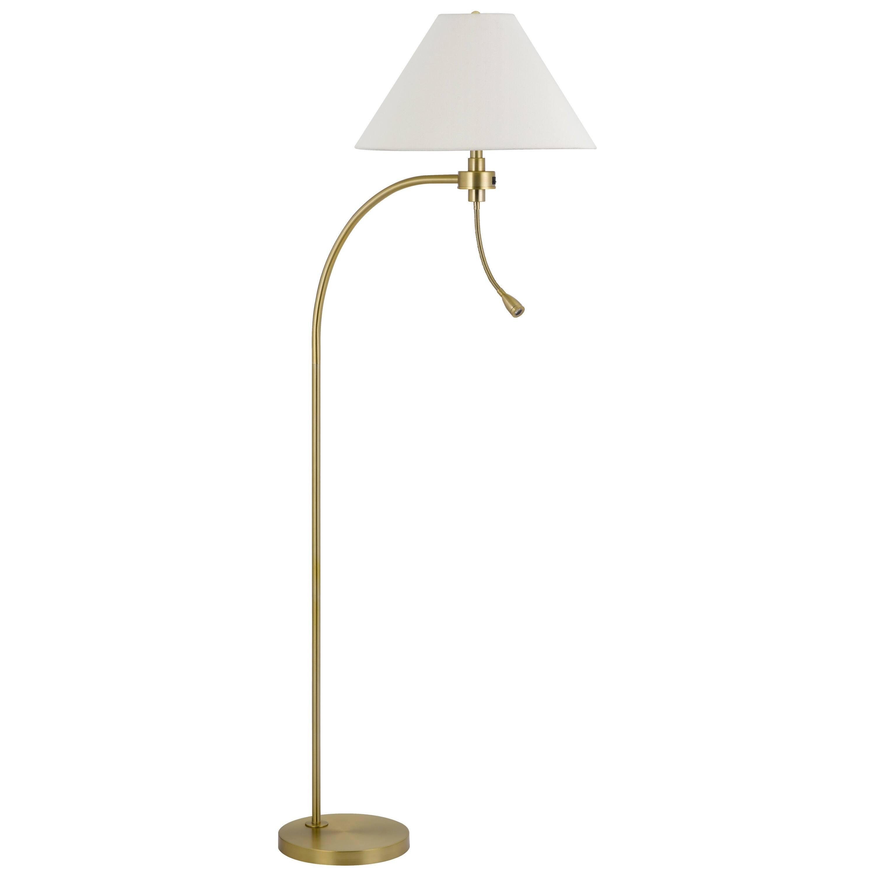 Front. Manhattan Lane - Ashy 68 Inch Task Floor Lamp, Gooseneck LED, Shade Arc Pole.