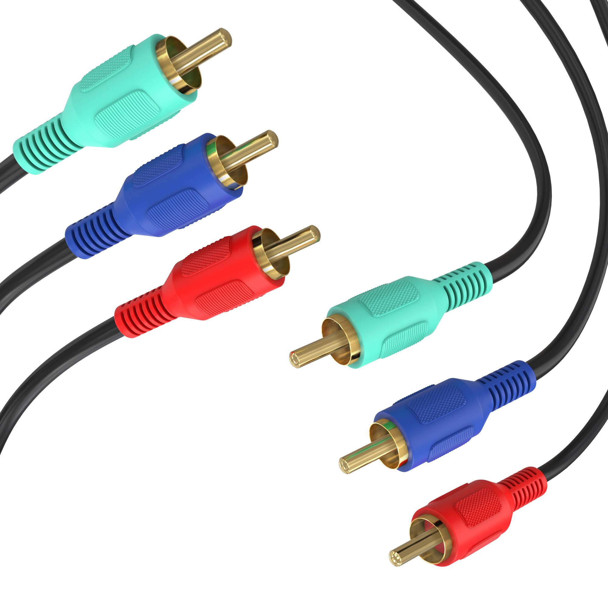 Back. Cmple.com - 3 RCA Component Video Cable 6ft Black Male to Male Gold-Plated RGB HDTV Cord - Black.
