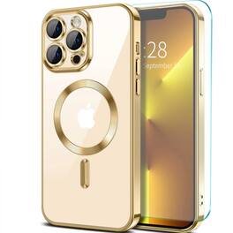 Kitcheniva - Magnetic Ring Holder Shockproof Armor Case With Tempered Glass For iPhone 12 Pro - Gold